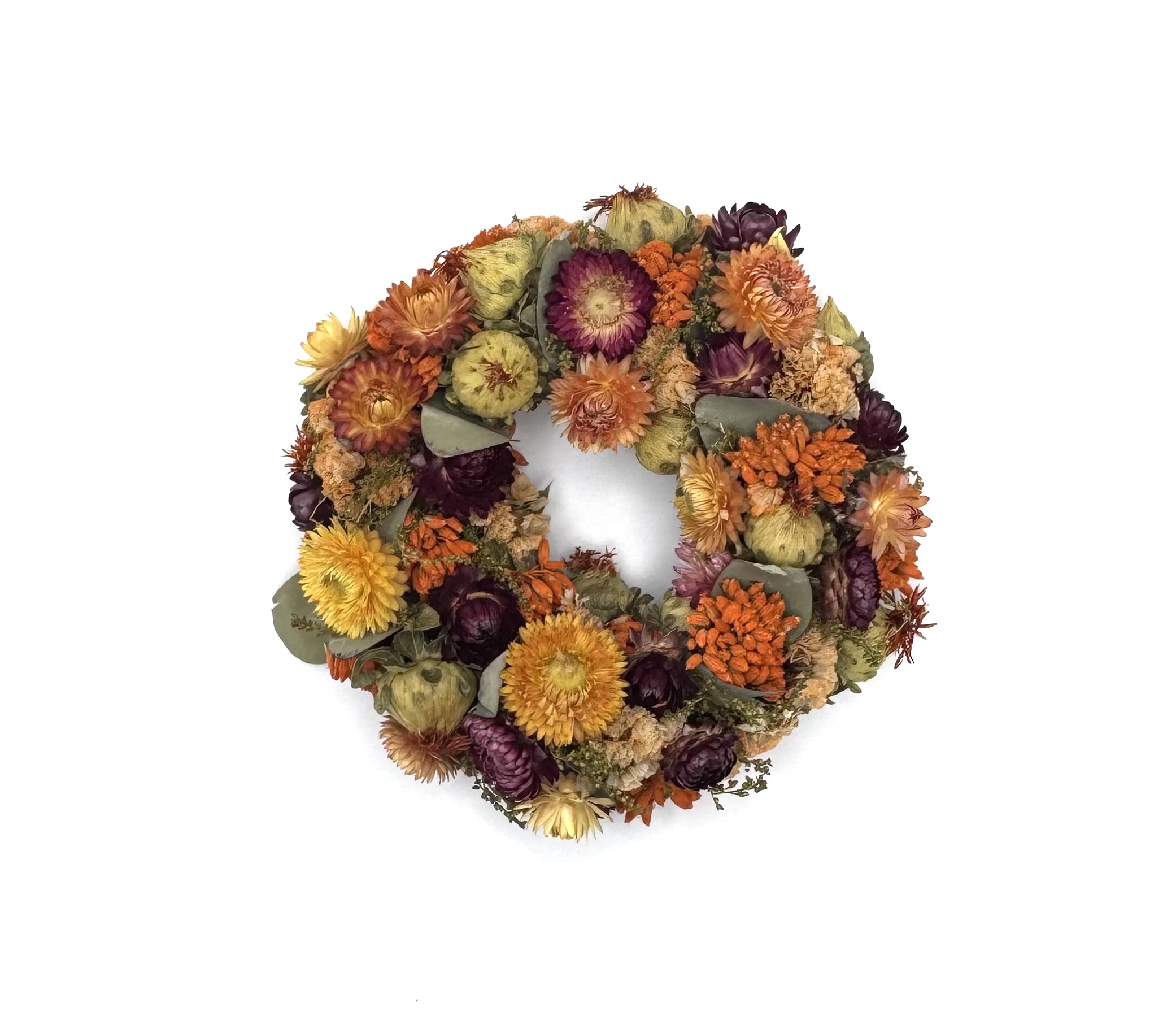 Statice-/ Strohblumenkranz orange/pink | Ø 20cm